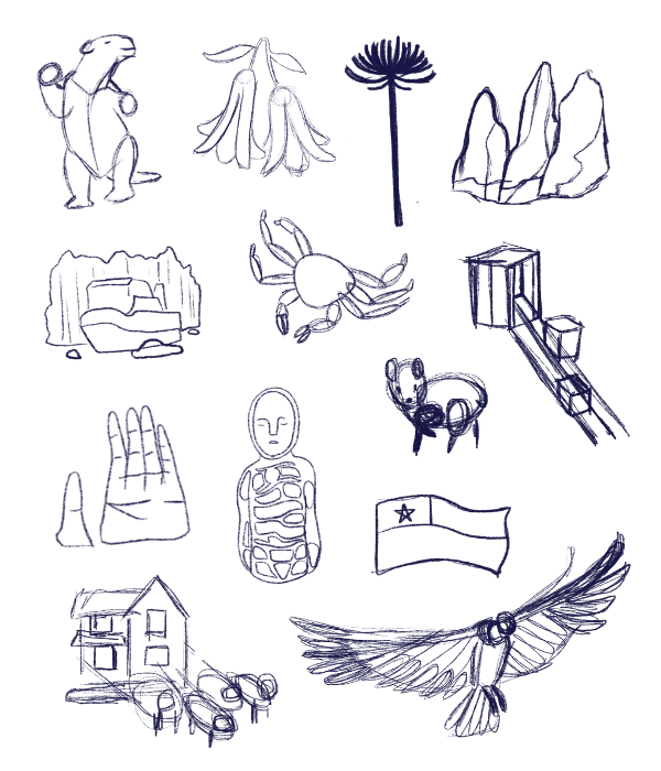 Blog - YOPPEN - Pattern ilustraciones de chile bosquejo doodles diseño chileno boceto blanco