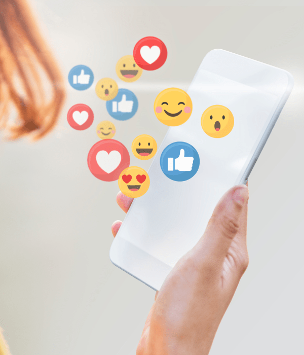 Dispositivo navegación por Internet con emojis